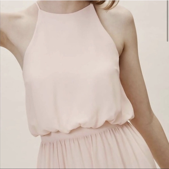 Anthropologie BHLDN Alana Maxi Dress Donna Morgan Chiffon Pale Pink Sz 2 $230 - Picture 2 of 5